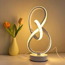 Lámpara de escritorio espiral de aluminio artística y regulable en 3 colores, adecuada para lectura, estudio y trabajo | Diseño minimalista moderno, decoración del hogar, iluminación de dormitorio, estructura de metal duradera, botón USB - Multicolor - Ver 14
