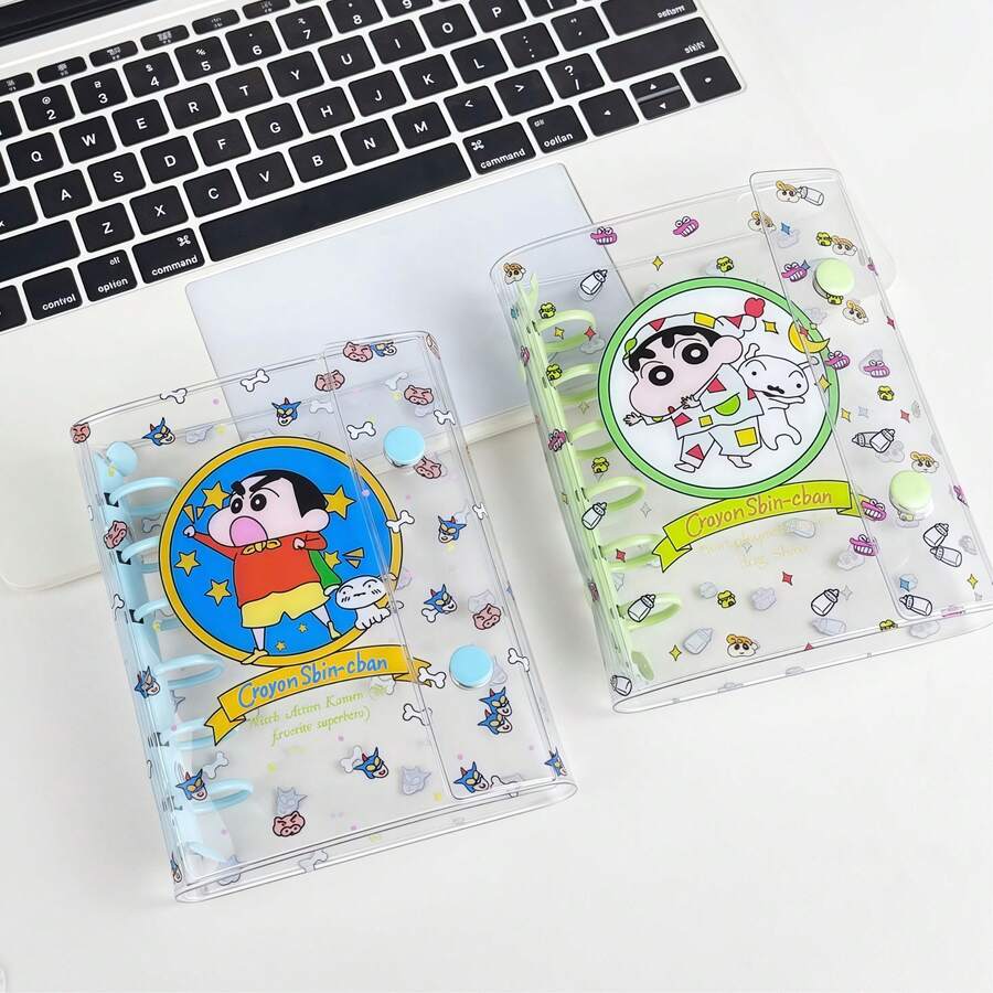 A7 Transparent Loose Leaf Binder, 6-Ring Soft Leather Notebook Loose Leaf Binder, Transparent Loose Leaf Binding Cover, Detachable Round Loose Leaf Binder - Multicolor - View 1