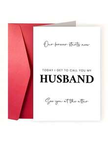 1 pieza Tarjeta romántica para el novio de boda - Mensaje elegante y sincero incluido, regalo perfecto de la novia - Rojo - Ver 5