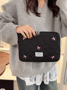 多功能笔记本电脑包，带蝴蝶结，笔记本电脑保护套，适用于 13、13.3、14、15、16 英寸笔记本电脑、笔记本、Chromebook，适合女性，是送给老师的绝佳礼物，可作为背包使用，适合大学、返校、教室等场合，防水，是旅行必备品。 - 黑色 - 查看 10