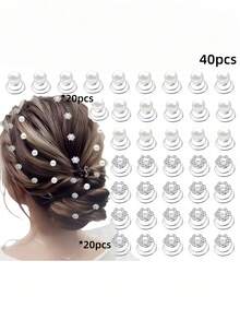 30/40/60pcs Set Rhinestone & Crystal Twist Hair Clips, Includes Rhinestone, Pearl, Flower Hair Clips, Suitable For Wedding, Bride, Prom, Party And Special Occasions (Rhinestone & Pearl & Flower), Hair Clips, Hair Claws, Hair Pins, Hair Clips, Head Accessories, Hair Accessories For Women, Hair Slide, Hair Barrettes,Festival,Birthday - Multicolor - View 9