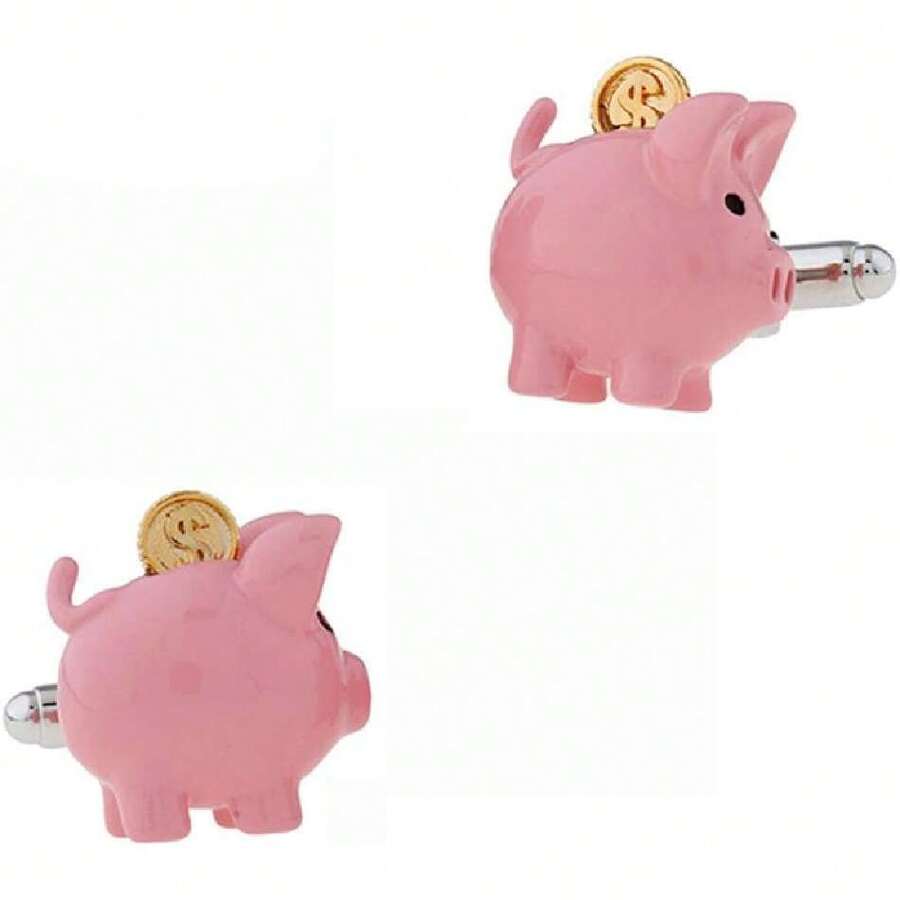 Mancuernillas o gemelos para hombre con diseño de alcancía de cochinito,38073326 - A - Ver 1