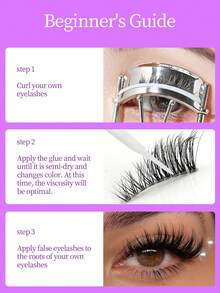 5 Pairs Soft & Natural Curl False Eyelashes With Straight Ends - Black - View 6