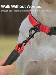 Reflective Dog Leash, Heavy Duty Nylon Rope, With Waste Bag Dispenser, High Visibility Reflective Strap, Suitable For Medium To Large Dogs, 5' X 1/2' And 6' X 1/2/ - Red - View 4