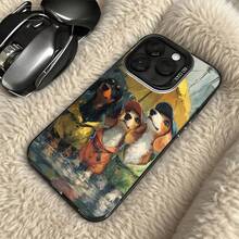 Funda de Teléfono Transparente con Patrón de Impermeable para Perro y Texto para iPhone 14 15 Pro Max  Galaxy S23 S24 Plus Adecuada para Todas las Estaciones Opción de Regalo Ideal - Negro - Ver 5