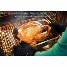 KITCHEN PERFECTION Silicone R Oven Gloves -Extreme Heat Resistant BBQ Gloves -Handle Hot Food Right On Your R Grill Fryer Pit|Waterproof Oven Mitts Grill Gloves |Superior Value Set+3 Bonuses,OneSizeFitsMost,Black - Black - 查看 5
