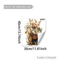 1张复古绅士兔手捧彩蛋窗贴，可移除PVC材质，适用于春季复活节卧室、客厅、阳台和商店橱窗装饰 - 彩色 - 查看 10