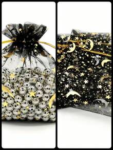 10/30 Pcs/50 PCS/100PCS3.5x4.7-Inch (9x12cm, Black And White Available) Moon And Star-Style Multi-Color Gauze Bags, Gift Packaging Bags, Gift Bags, Home And Daily Necessities, Nylon Bag Storage Bags, Festival And Party Supplies, Wedding Supplies - Multicolor - View 8