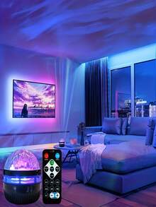 1pc Aurora Galaxy Projection Lamp, LED Starry Sky Projector Light, Remote Control Northern Lights Projector Lamp, USB Powered Decorative Night Light, Suitable For Bedroom, Living Room, Home Decor, Party, Birthday, Wedding, Valentine's Day - Multicolor - View 3