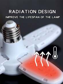 Składana żarówka LED E27 z łopatkami wentylatora, światło z timerem, AC85-265 V, 28 W, żarówka LED o wysokiej jasności, odpowiednia do domowych lamp sufitowych, miniaturowych lamp składanych, lamp wiszących i innego małego oświetlenia wewnętrznego - Biały - Zobacz 8