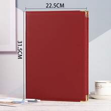 Leather A4 Document Folder, Suitable For Scripts, Contracts, Speeches, And Other Documents - Maroon Double-sided Copper-corner Folder - View 1