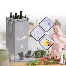 40L Triple-Fold Collapsible Trash Can - Polypropylene, Large Capacity, Portable Handle, Suitable For Home, Kitchen And Camping - Waste Sorting Container, Kitchen Garbage Bin, Multi-Purpose Trash Can, Easy To Clean Material - Multicolor - View 10