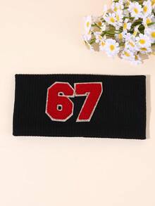 1 pieza Diadema para niñas con diseño del número 67 / estampado de eslogan, estilo cómodo y de moda casual, diseño creativo, minimalista y fresco, accesorio de cabello personalizado - Multicolor - Ver 4