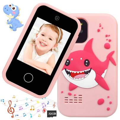 Children's Smart Phone Toy Suitable For 3-12 Years Old Girls, Perfect Christmas And Birthday Gift, Equipped With 2.8-Inch HD Touchscreen, Dual Cameras, Multiple Games And 32G Memory Card