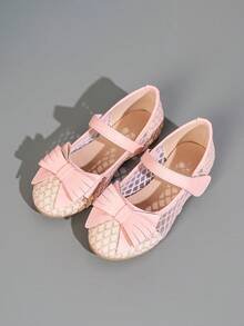 女童平底鞋，粉色网纱蝴蝶结装饰，适合搭配连衣裙、参加派对、公主主题场合，幼儿/儿童适用 - 粉色 - 查看 6