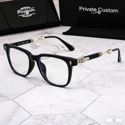 1 Pair High-Quality Acetate Vintage Brand Design Eyeglasses, Luxury Anti-Radiation Clear Lens Unisex Suitable For Daily Wear