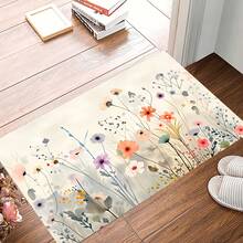 1 Flower Garden Doormat| Machine Washable, Polyester Material, Rectangular Shape, Adhesive Fleece, Suitable For Living Room And Bedroom Entrance, Outdoor Mat, Room Decoration - 20*30英寸 - 查看 7