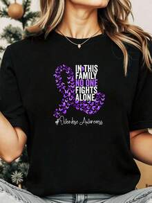 Camiseta de la Cinta Púrpura del Mes de Concientización sobre Sobredosis - Negro - Ver 2