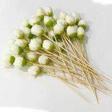 20 Stücke Rosenknospen Bambus Zahnstocher - 12 cm natürlicher Bambus Spieße, geeignet für Häppchen, Hochzeiten, Valentinstag und Feiertagsdekorationen, handgefertigte Lebensmittelspieße mit Rosenknospen, ideal für Obst-Spieße und Party-Deko, Häppchen-Spieße, Hochzeitsdeko, Dessert Bambus Stäbchen, Valentinstag Cupcake & Dessert Deko, Valentinstag Cocktail Rührstäbchen - Verschiedenfarbig - Übersicht 10