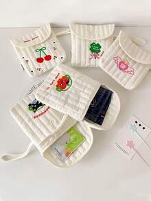 1pc Cream-Colored Storage Pouch, Sanitary Pad Organizer, Student Privacy Storage, Stylish Storage Bag, Cable & Earphone Organizer - Multicolor - View 4