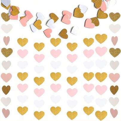 1pc Heart Shaped Hanging Decoration, Paper Pull Flower Ornament For Birthday Party