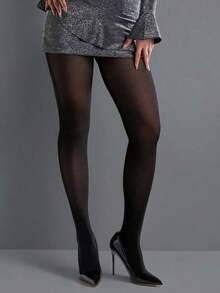 Semi-Sheer Black Leggings - Sexy Sheer Pantyhose For Women - màu đen - Xem 1