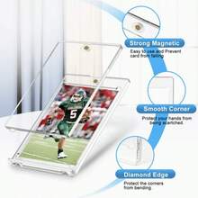 10pcs Acrylic Magnetic Card Display Boxes, Super Protective 35PT Trading Card Holder, Suitable For Baseball, Football, Sports Cards, Scratch-Resistant, Easy Assembly Storage Solution, Football Card Box, Graded Card Holder, Game Card Box, LPS Figurines, Acrylic Card Holder - Multicolor - View 7