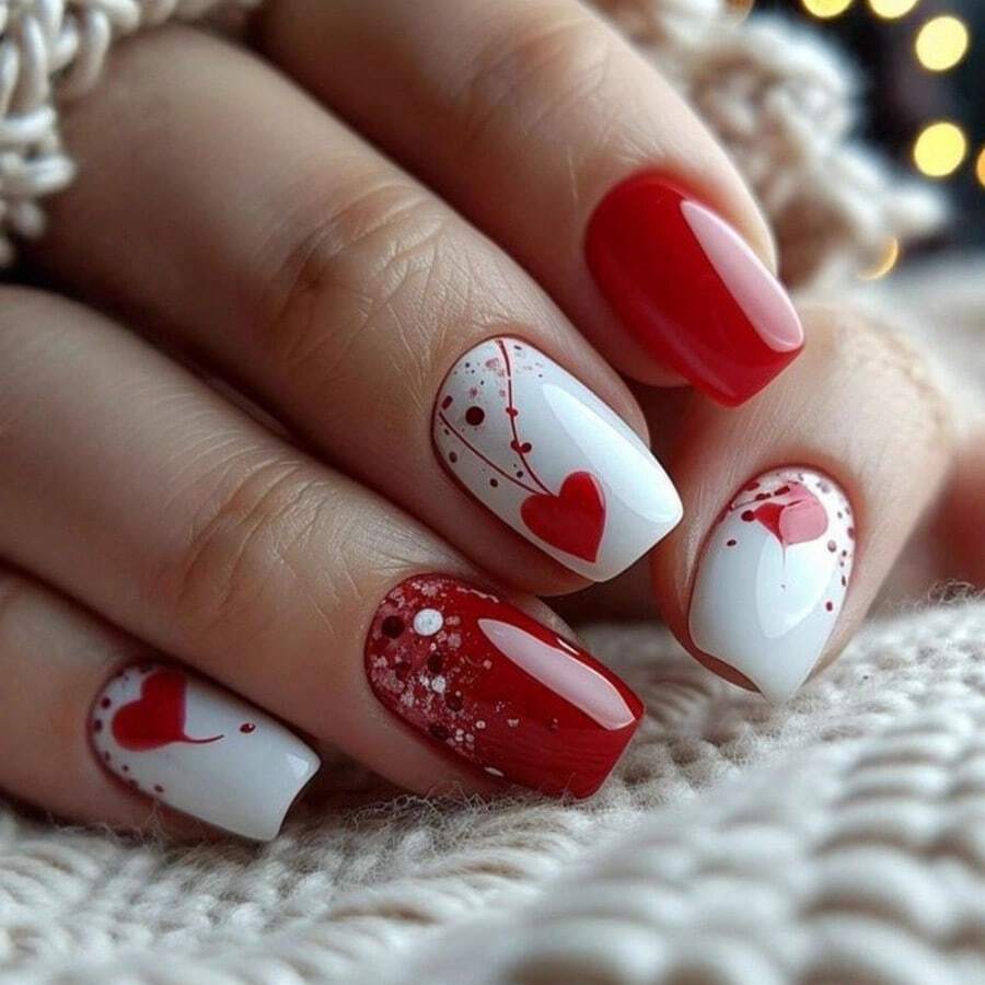 Hot-Selling Love Valentine's Day, Europe And America Wear Nail Ins Wind Nail Art, Removable Fake Nail Pieces - Y477-24片/盒[果凍膠+搓條] - 查看 1