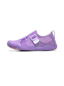 LOUN 1 Pair Kids' Summer Quick-Dry Fashionable Random Print Breathable Mesh Low-Top Slip-On Water Shoes With Hook And Loop, Boys' Barefoot Beach Swimming Shoes With Rubber Soles For Outdoor Cycling, Indoor Fitness Yoga Running Jumping Rope - Mauve Purple - View 10