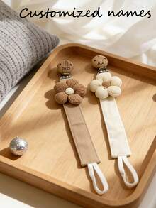 Clips personalizados para chupetes de bebé, juguetes de dentición, diseños de correas de tela - Flor, Zanahoria, Conejo, Clips para chupetes - Multicolor - Ver 5