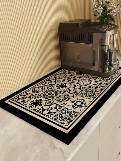 1 件装咖啡垫 - 遮盖污渍，超强吸水，橡胶底，速干，适用于厨房台面、咖啡吧、碗碟晾干架，兼容咖啡机、咖啡壶、意式咖啡机