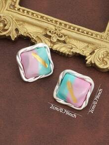 1 Pair Artistic Geometric Versatile Creative French Romantic Square Casual Earrings - Square Earrings - View 2