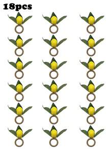 2-18个手工编织柠檬形餐巾环，适用于户外、婚礼、家居、节日餐桌装饰 - 彩色 - 查看 18