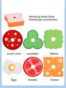 [Wooden Hamburger Toy] Kizh Wooden Hamburger Sorting & Stacking Toy | Educational Fine Motor Skills Toy, Includes Colorful Hamburger Parts, Order Cards And Pegboard | Preschool Gift For Boys & Girls, Ideal For Christmas, Thanksgiving And Halloween - Multicolor - View 8