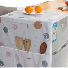 Random Floral Pattern PEVA Material Refrigerator Dust Cover, Fridge Dust Proof Cover, Hanging Storage Bag, Dust Proof Cloth, Fabric Storage Bag, Household Refrigerator Dust Cover,Women's Day,Travel Essentials,Wedding Favours,Y2k,Bedroom,Car Accessories Women,Kitchen Decor,Wedding,Y2k,Party - Multicolor - View 3