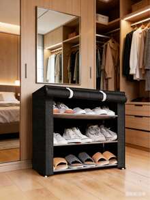 6-Tier Coffee Color Fabric Shoe Rack, Multi-Layer Steel Pipe Assembled Shoe Cabinet With Dust Cover - Multicolor - View 6