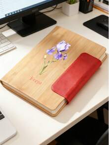 1pc Custom Notebook, A5 Bamboo-Pattern Notebook, Magnetic Clasp Patch Design, Custom Letters, Text, Names, Suitable For Daily Notebooks, Business Notebooks, Study Notebooks, Suitable As Father's Day Gifts, Graduation Season Gifts, Back-To-School Gifts, Company Customized Gifts, Children's Gifts - Multicolor - View 4