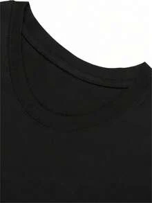 Camiseta Manga Curta Colorida Infantil Simples Casual Adequado Para Meninas Algodão Estampa De Scorpion - Preto - Visão 4