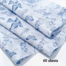Giấy lụa bán trong suốt họa tiết hoa và chim màu xanh dương, kích thước 50*35cm, giấy lụa trang trí hoa và chim kiểu cổ điển, giấy gói quà ngày lễ, giấy trang trí tiệc sinh nhật, giấy gói quà cưới và lễ hội, giấy thủ công tự làm, giấy lụa trang trí hộp quà, vật tư đóng gói trang trí nhà cửa - Màu xanh lam - Xem 8