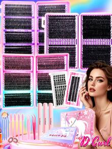 Queenice 20pcs/Set (2532pcs) False Eyelashes Gift Box, Extra Large Capacity, 30D-100D Lashes, Includes Glue, Applicator Tools And Auxiliary Tapes, Portable Travel Size, Suitable For DIY, Travel, Wedding, Party And Valentine's Day Gifts - Nhiều màu - Xem 2