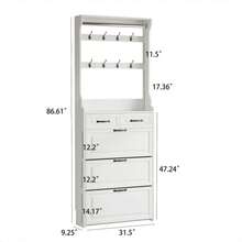 Weißer Schuhschrank mit Aufhänger, 3 Türen 2 Schubladen - Bianco - Visualizzare 8