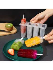 Easy-To-Clean 4-Cavity Popsicle Mold - Reusable DIY Popsicle Maker, Suitable For Summer Desserts, Food- Polypropylene Material - 白色 - 查看 6