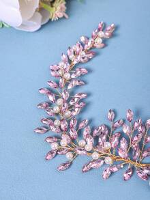 1pc Elegant Baroque Romantic Crystal Headband, Bridal Wedding Hair Accessory, Women's Formal Event Party Headpiece - 淡紫色 - 查看 5
