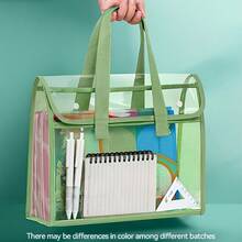 Portable PVC Folder, Large Capacity Expandable File Organizer With Self-Adhesive Document Pockets, Lightweight & Durable For Office School Travel, Pink & Blue, File Organizer For Desk Back To School,Back To School Supplies,School Tops,Home And Living New In,Gifts,Household Items,Bathroom Accessories,School Supplies,Back To School,Office Supplies,Outdoor Supplies,Organization And Storage,Storage Supplies,Summer Outfits,Valentine'S Day,Valentines. - Green - View 5