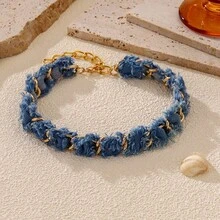 Vintage Denim Lace Style Bracelet For Women, Simple Hip-Hop Style Women's Bracelet, Fashionable Jewelry Accessories Suitable For Daily Party And Vacation Wear, Give Her A Gift - 1Pcs - 查看 12