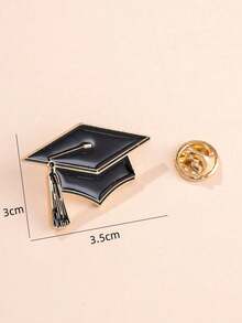 1pc Stylish Alloy Drip-Oil Graduation Cap Brooch, Packaged In Gift Box, Suitable For Graduation, Back To School, Teacher's Day Gifts - Black - View 3