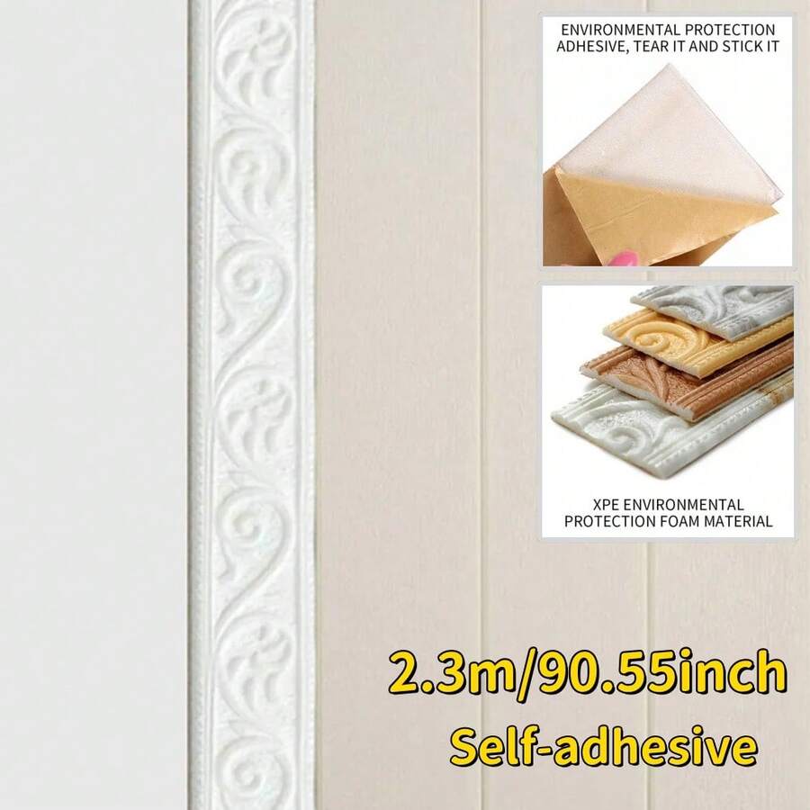 1PC 2.3mx6cm 3D Wall Trim Line Skirting Sticker Self-Adhesive Vinyl Wall Trim Sticker Household Baseboard Wall-Paper - Multicolor - View 1