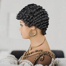 Lolely Dream Pixie Cut Afro Curly 100% Human Hair Wig Short Pixie Cut Natural Black Color Machine Human Hair Kinky Curly Wigs For Women 99j Black 30 27 Color For Women Daily Party Use Wig Pixie Cut Wig Short Afro Curly Human Hair Wig Machine Made - Natural Black - View 3