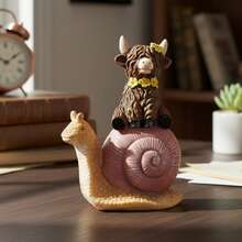 Highland Cow Figurines Table Centerpiece Ornaments Resin Statue Decoration For Home Office - Pink - View 4