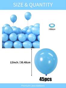 114/70/45/10pcs Set 5/10/12/18 Inch Thick Latex Balloons, Light Blue Color, Helium Inflated, Vibrant Color, Suitable For Birthday, Wedding, Anniversary, Graduation, Christening, Baby Shower, Gender Reveal Party Decoration, Arch, Garland - Light Blue - View 16